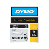 Dymo Rhino Vinyl 12mm Tape Blk - Deltone Solutions
