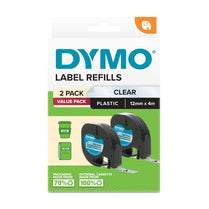 Dymo LetraTag PlasTape Clr Pk2 - Deltone Solutions