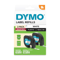 Dymo LetraTag PlasTape Wht Pk2 - Deltone Solutions