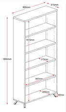 Rapid Infinity Tall Bookcase 1800mm | Modern Adjustable Shelving Unit | E0 Melamine - Deltone Solutions