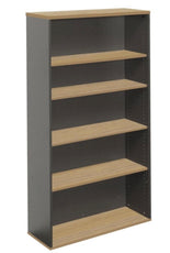 Rapid Worker Bookcase 1800mm | Modern Office Storage Shelving | Oak & Ironstone Finish - Deltone Solutions