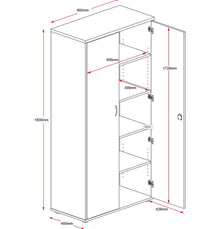 Rapidline Rapid Worker Lockable Cupboard | 1800mm Office Storage Cabinet | Oak & Ironstone Finish - Deltone Solutions