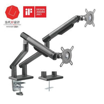 Brateck Dual Monitor Premium Slim Aluminum Spring - Assisted Monitor Arm Fix Most 17' - 32' Monitor Up to 9kg per screen VESA 75x75/100x100 (Space Grey) - Deltone Solutions