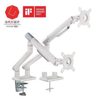 Brateck Dual Monitor Premium Slim Aluminum Spring - Assisted Monitor Arm Fix Most 17' - 32' Monitor Up to 9kg per screen VESA 75x75/100x100 (White) - Deltone Solutions