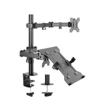 Brateck Economical Double Joint Articulating Steel Monitor Arm with Laptop Holder Fit Most 13' - 32' Monitors, Up to 8kg/Screen VESA 75x75/100x1009 (LS) - Deltone Solutions
