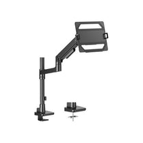 Brateck LDT81 - C012P - ML - B POLE - MOUNTED HEAVY - DUTY GAS SPRING MONITOR ARM WITH LAPTOP HOLDER For most 17'~49' Monitors, Fine Texture Black (LS) - Deltone Solutions