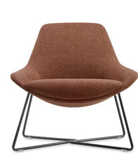Lutie Cross Lounge Chair – Designer Upholstered Armchair with Black Cross Metal Base