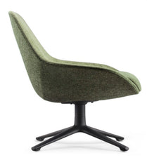 Lutie Club Olive Lounge Chair – Upholstered Designer Armchair with Black Steel Legs