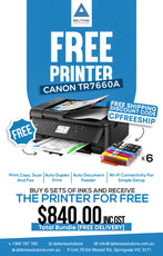Canon TR7660A Free Printer Bundle with 6 Ink Sets – $840 Inc GST + Free Delivery - Deltone Solutions