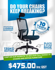 Ergonomic Office Chair – Adjustable Lumbar | 135kg Rated | 10-Year Warranty | Deltone - Deltone Solutions