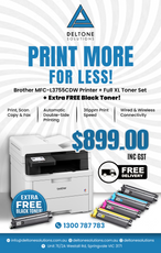 🖨️ Brother MFC-L3755CDW Printer Bundle – Full XL Toner Set + EXTRA FREE Black Toner! | Only $899 Delivered
