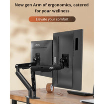 AOC AM420S Dual Mount Black, 2 - 9kg per Arm, 17 - 34' VESA 75 and 100. Clamp and Grommet mount, Mechanical Spring, Monitor Arm - Deltone Solutions