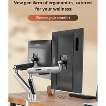 AOC AM420S Dual Mount Sliver 2 - 9kg per Arm, 17 - 34' VESA 75 and 100. Clamp and Grommet mount, Mechanical Spring, Monitor Arm - Deltone Solutions
