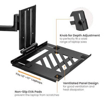 Brateck Adjustable Laptop Tray For Monitor Arms Fits12 - 17' with standard 75x75 VESA plate (LS) - Deltone Solutions