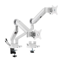 Brateck LDT75 - C024UCS Designer Premium Dual Monitor Spring - Assisted Monitor Arm with USB - A/USB - C Ports - White(LS) - Deltone Solutions