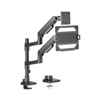 Brateck LDT81 - C024P - ML - B NOTEWORTHY POLE - MOUNTED HEAVY - DUTY GAS SPRING DUAL MONITOR ARM WITH LAPTOP HOLDER Fit Most 17' - 49' Monitor Fine Texture Black - Deltone Solutions