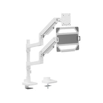Brateck LDT81 - C024P - ML - W NOTEWORTHY POLE - MOUNTED HEAVY - DUTY GAS SPRING DUAL MONITOR ARM WITH LAPTOP HOLDER Fit Most 17' - 49' Monitor Fine Texture White - Deltone Solutions