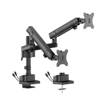 Brateck LDT84 - C024UCP - B DUAL SCREEN POLE - MOUNTED HEAVY - DUTY MECHANICAL SPRING MONITOR ARM WITH USB PORTS BLACK (new) - Deltone Solutions