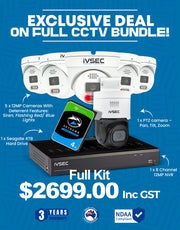 iVSEC Complete CCTV Security Bundle - 5x 12MP Cameras + PTZ + 8CH NVR + 4TB Storage - Deltone Solutions