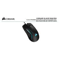 Corsair Gaming GLAIVE PRO RGB Gaming Mouse - Black, Backlit RGB LED, 18000 DPI, Optical, CUE Software, Changeable Thumb Grips. - Deltone Solutions