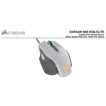 Corsair M65 RGB ELITE Tunable FPS Gaming Mouse White with Black, 18000 DPI, Optical, iCUE Software. - Deltone Solutions